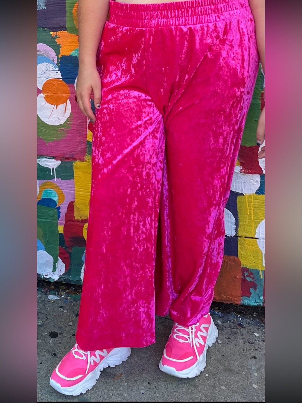 a new‎ day Hot Pink Velvet Wide-Leg Pants